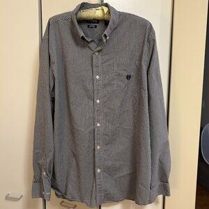 Mens XXL Long Sleeved Black & White Checked Button Down Shirt by Chaps